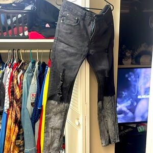 Custom ripped zipper jeans
